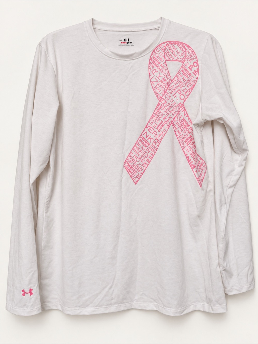 Under Armour Heat Gear Women Performance Long Sleeve Top - Pink Ribbon logo